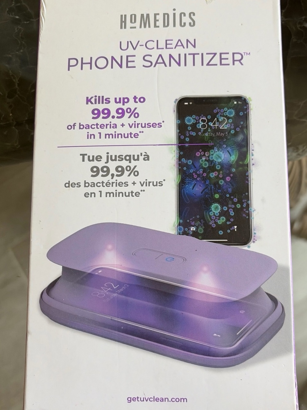 Homedics UV-Clean Phone Sanitizer in purple